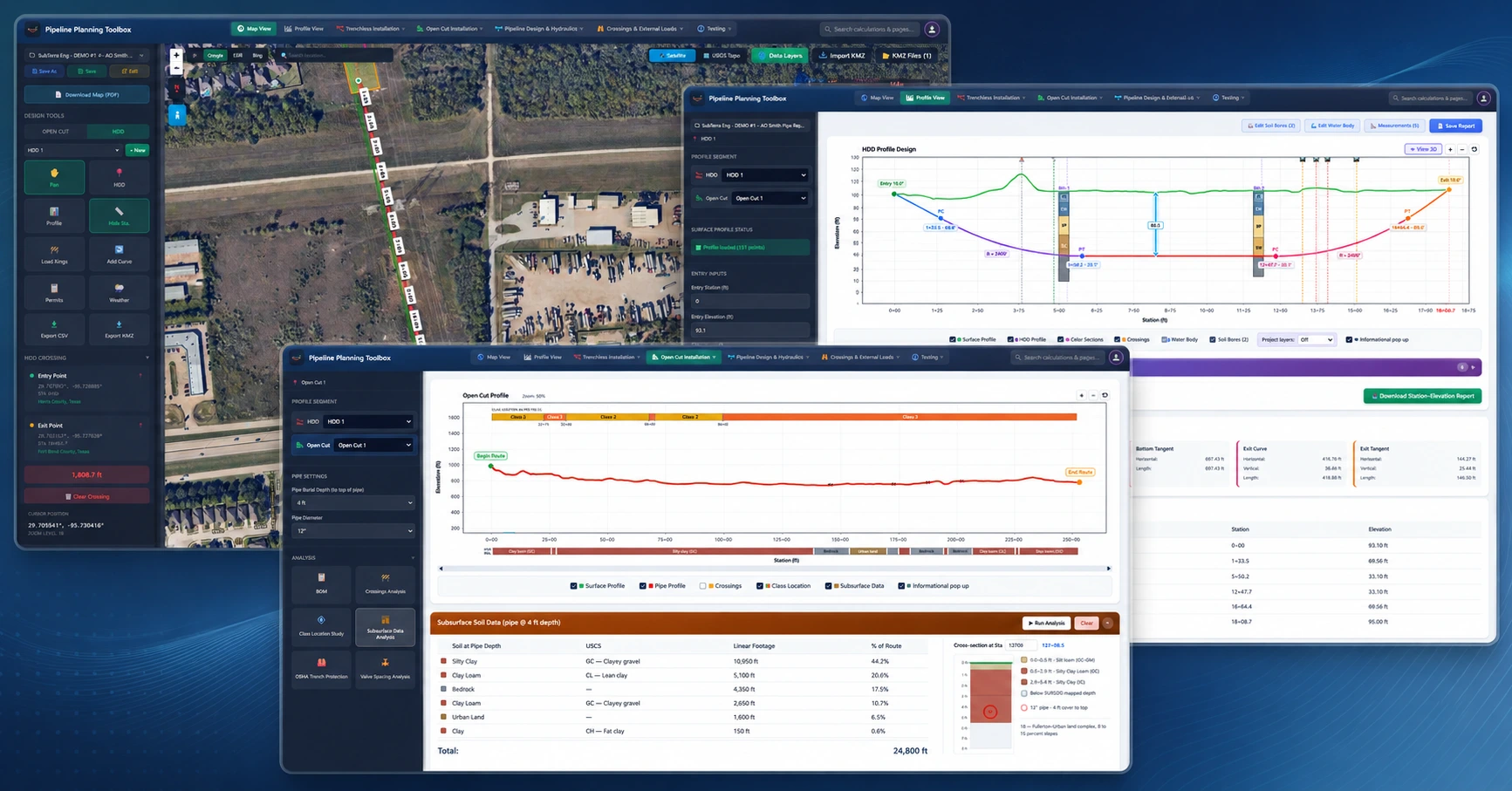SubTerra Pipeline Technologies application — map interface with data layers